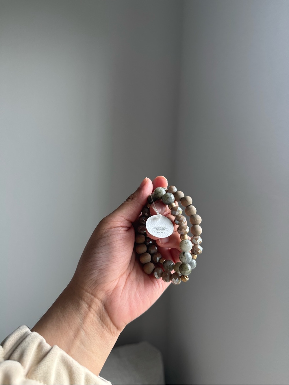 Beaded Stretch Bracelet Set - Neutral Earth Tones